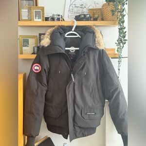 Canada Goose Men's Dark Jacket with Fur Trim